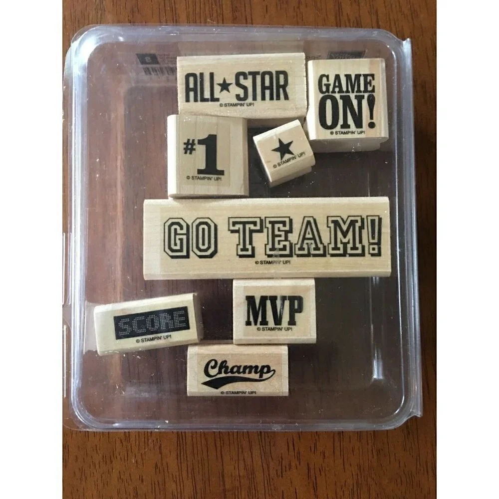 Stampin’ Up! Sporting 8 Wood Mount Rubber Stamps MVP Team Sports Scrapbooking